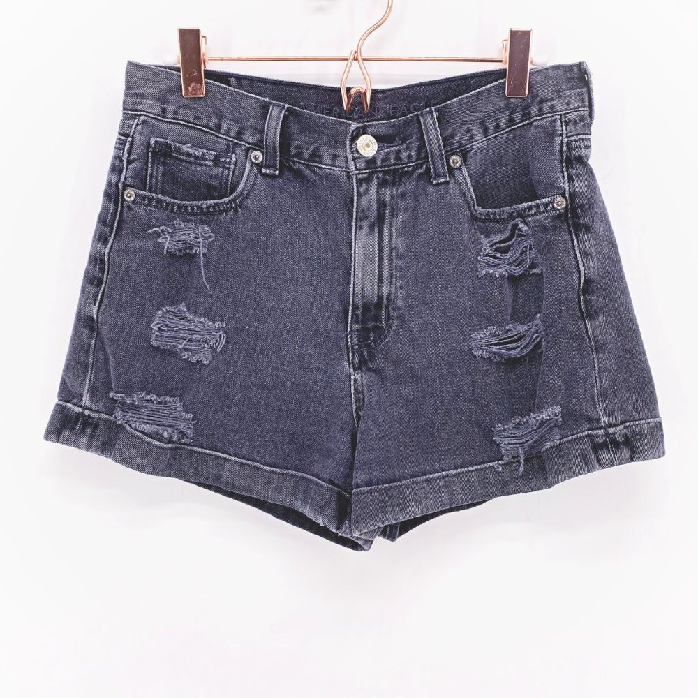 AEO Distressed Cuffed Mom Shorts